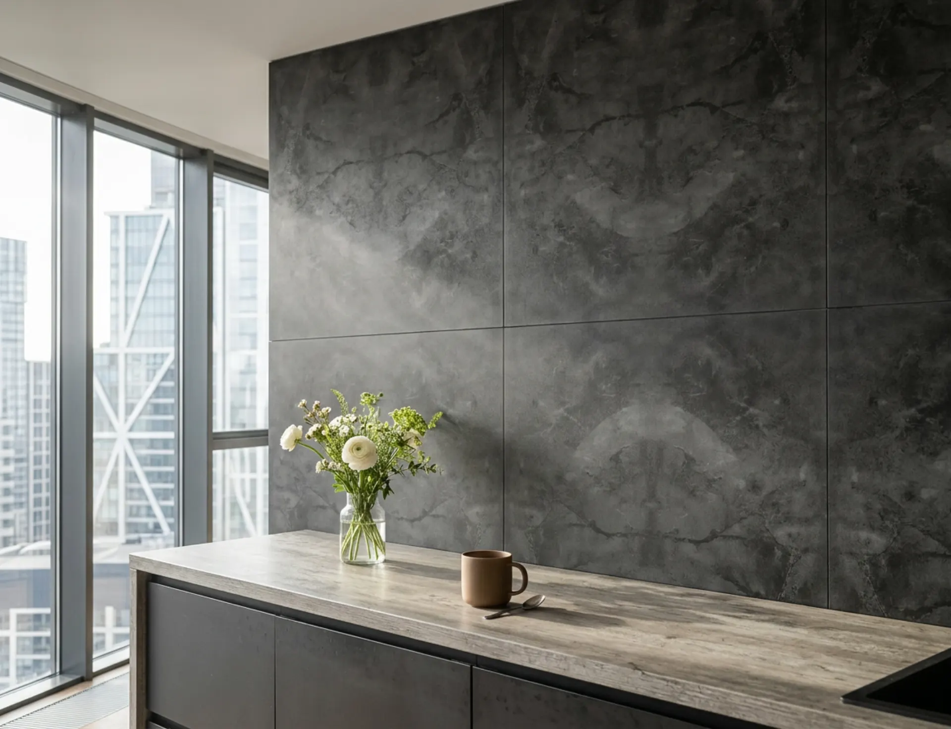 Гибкий бетон для фартука кухни