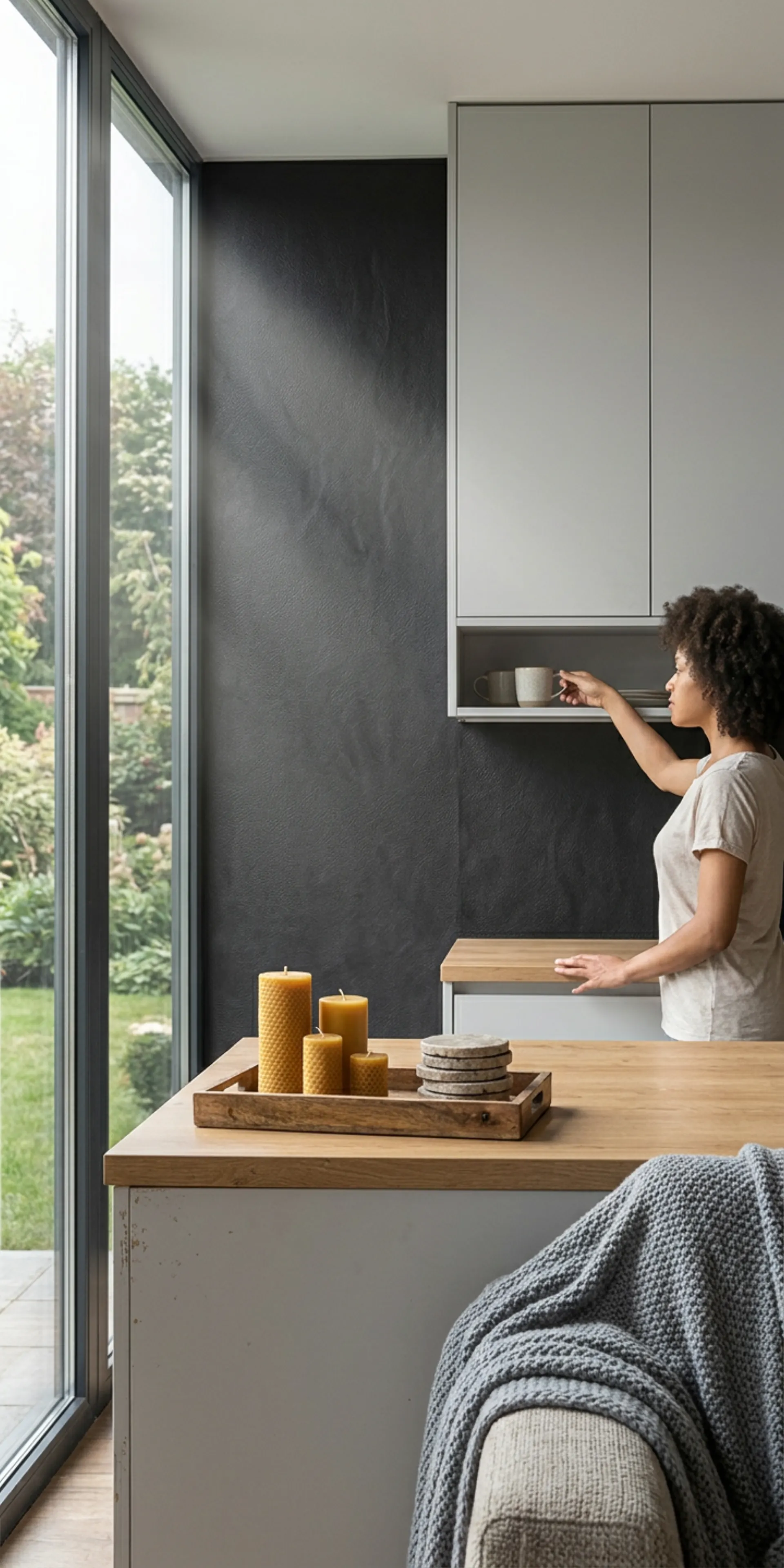 Гибкий камень для фартука кухни