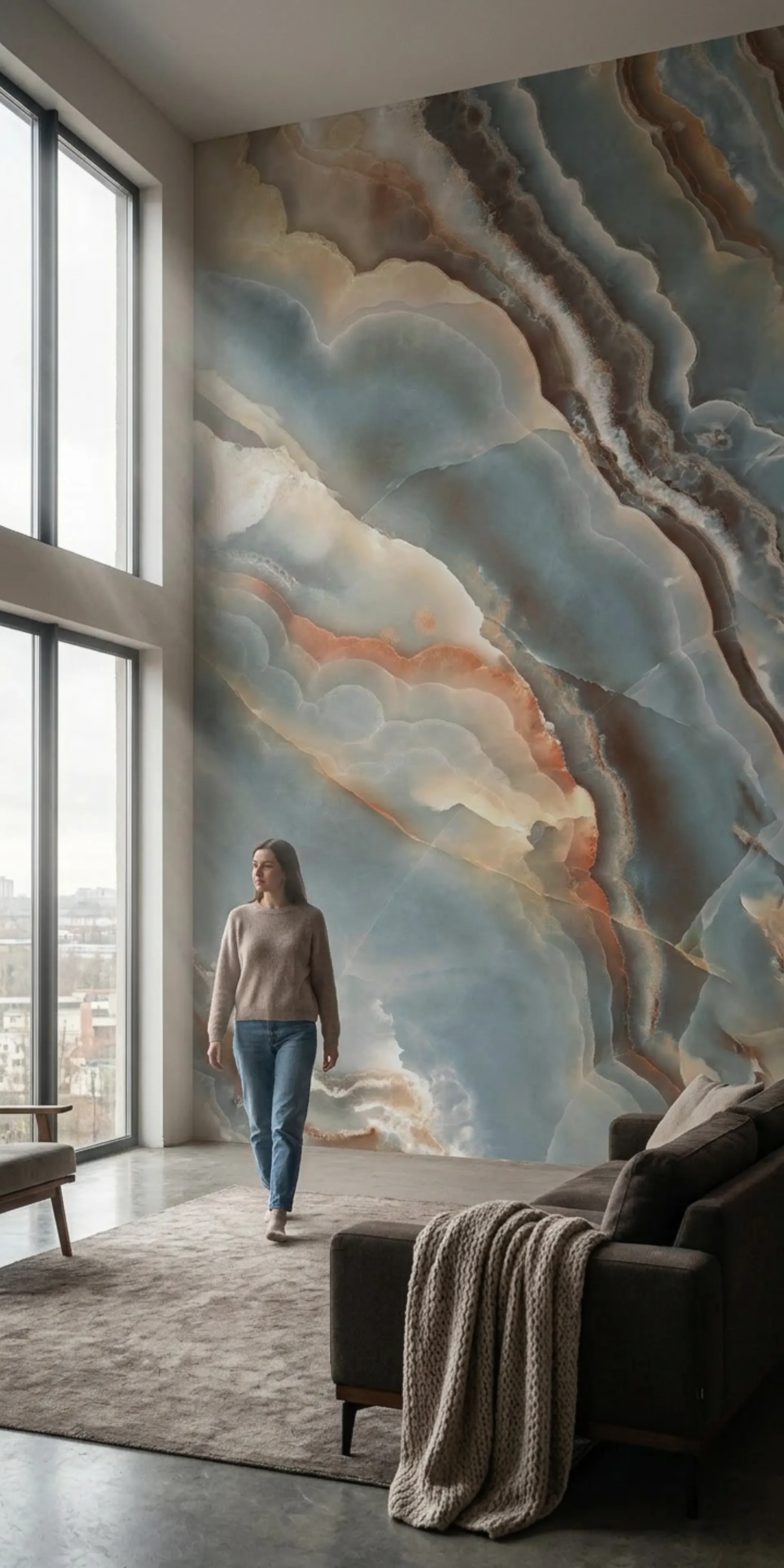 Гибкий мрамор для гостиной