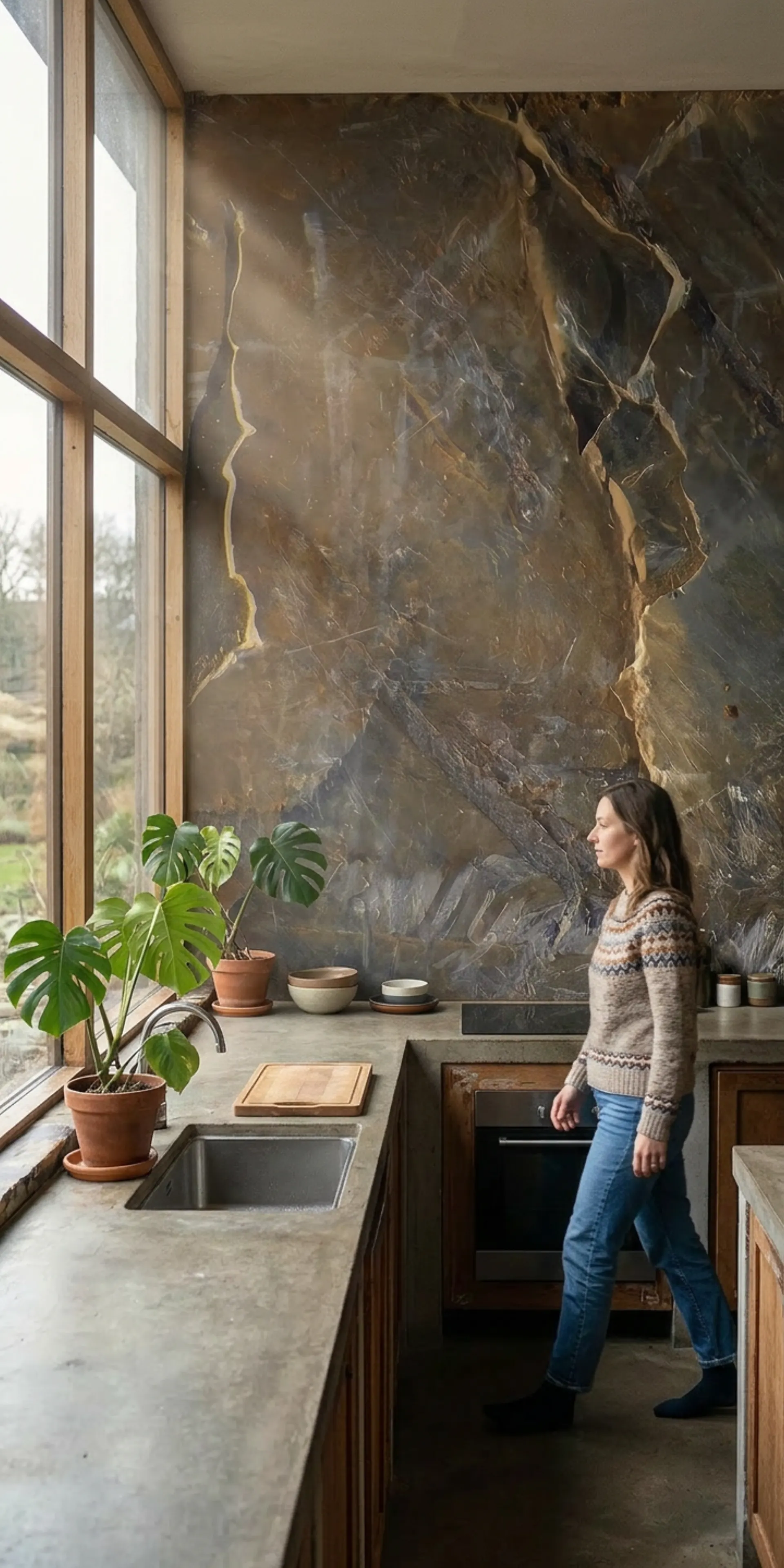 Гибкий сланец для фартука кухни