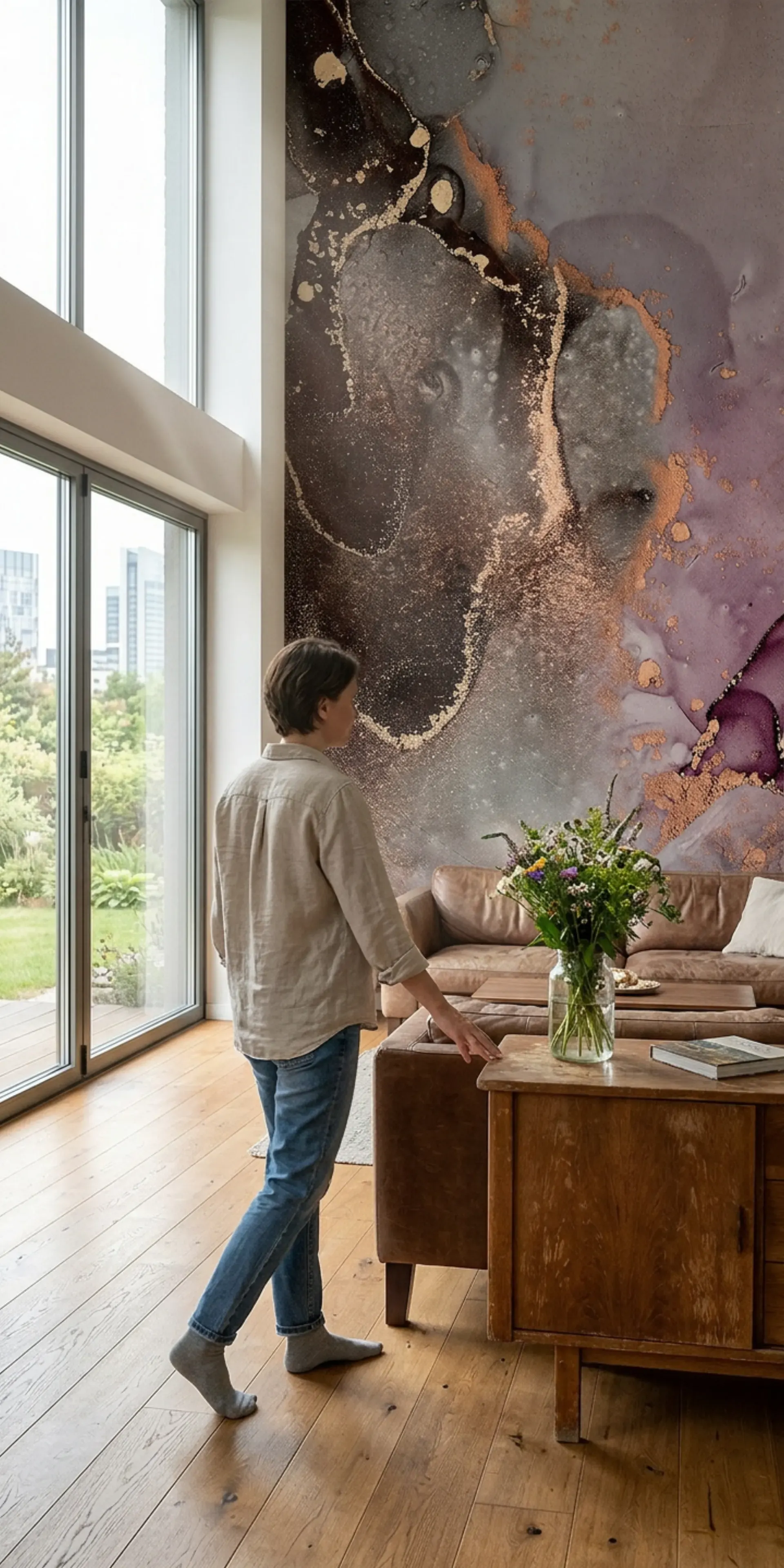 Каменные обои для гостиной