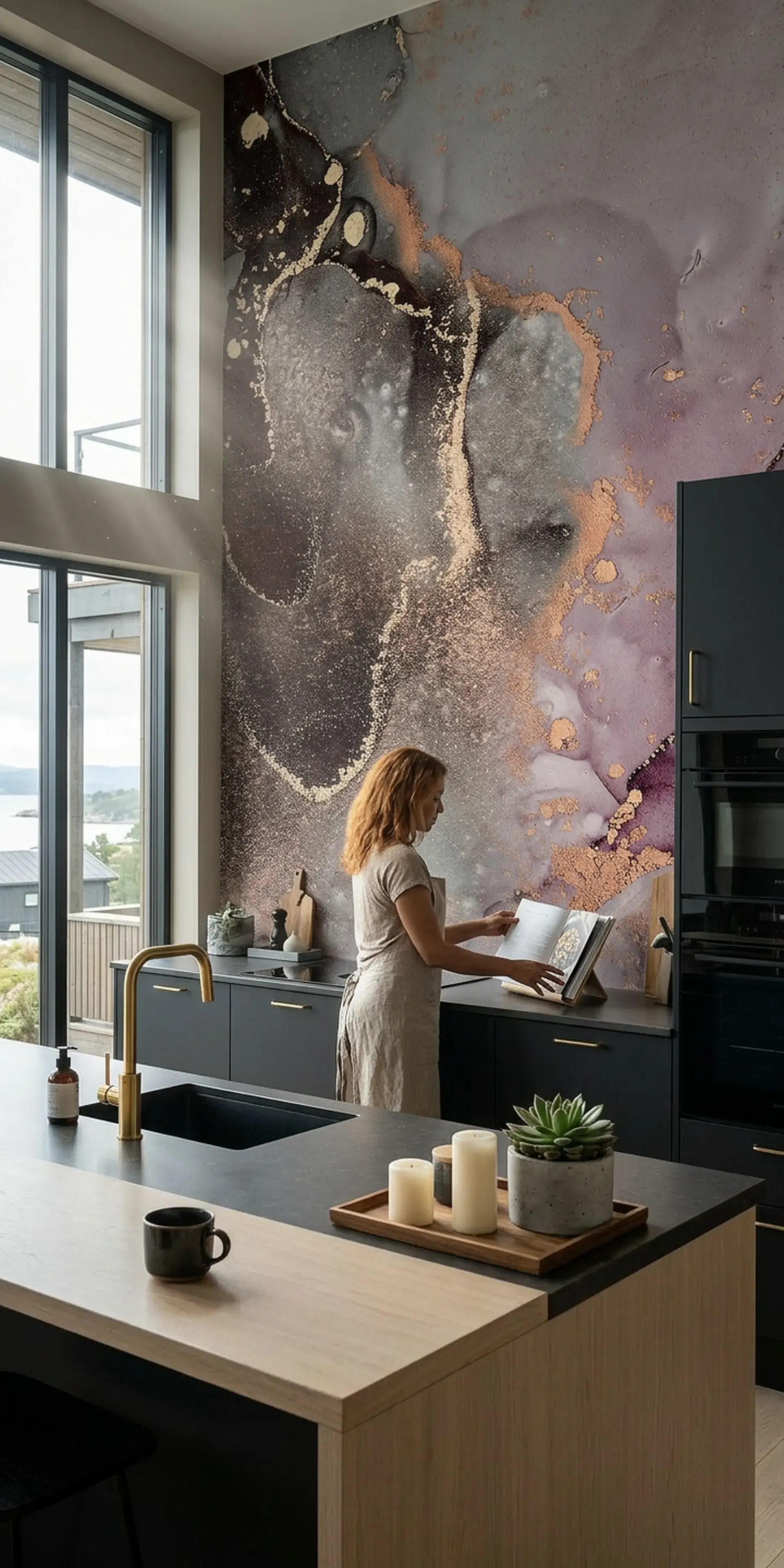 Каменные обои для кухни