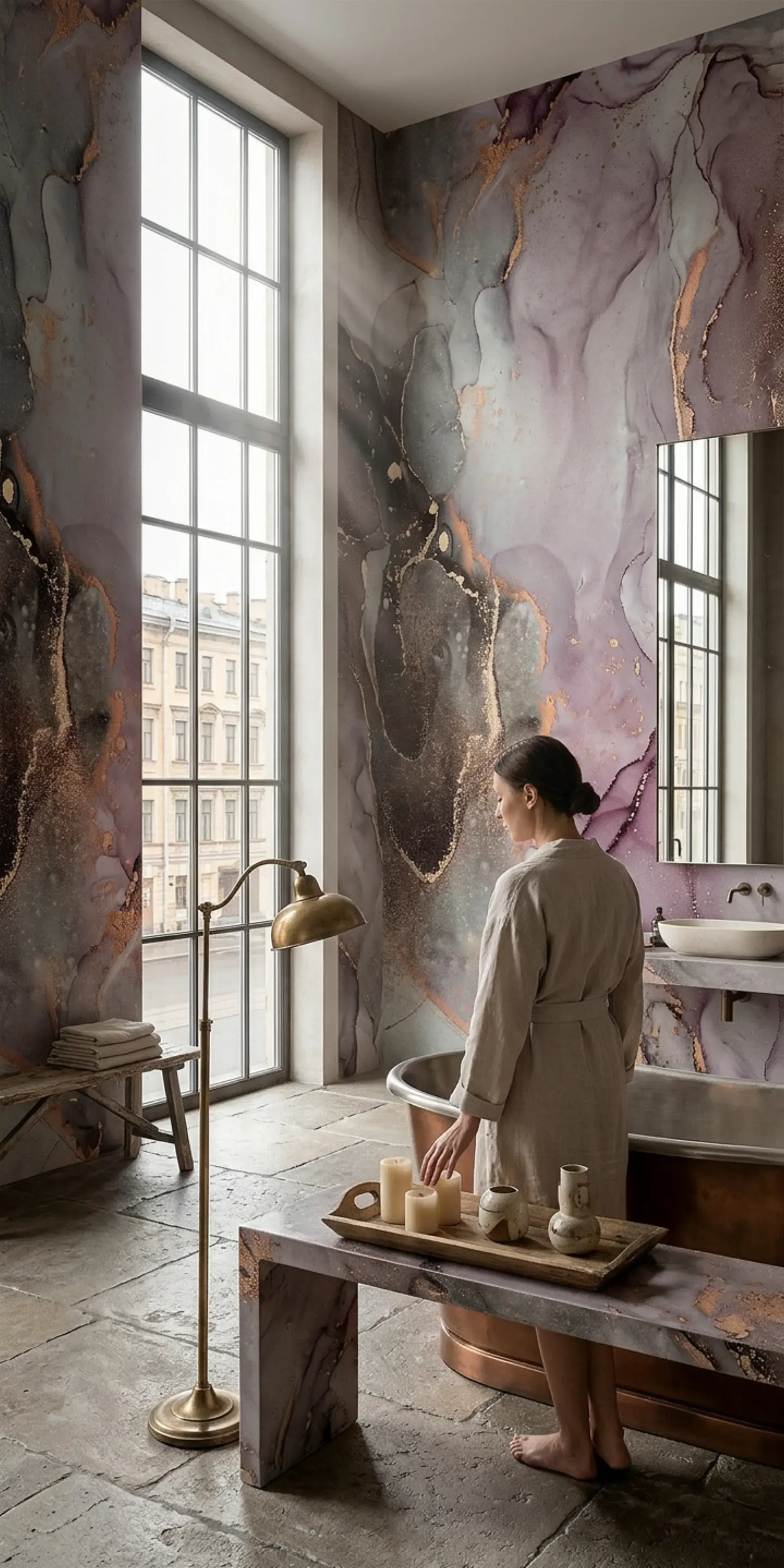 Каменные обои для ванной